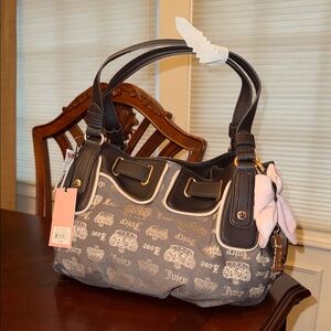 Juicy Couture Black and Gray Shoulder Bag